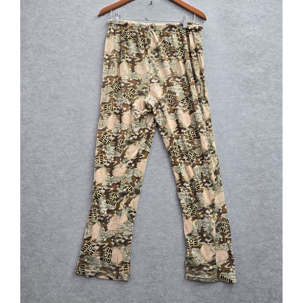 Family Guy Men Sleepwear SMALL Brown Camouflage Sweatpants Stewie Slogan Pajama